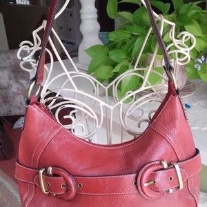Leather red handbag